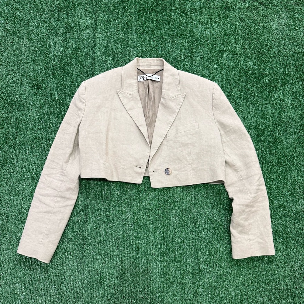 Zara Beige Cropped Blazer